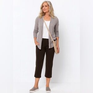 Eileen Fisher Slouch Flex Ponte Ankle Pants Taupe Espresso Size S Lagenlook Crop